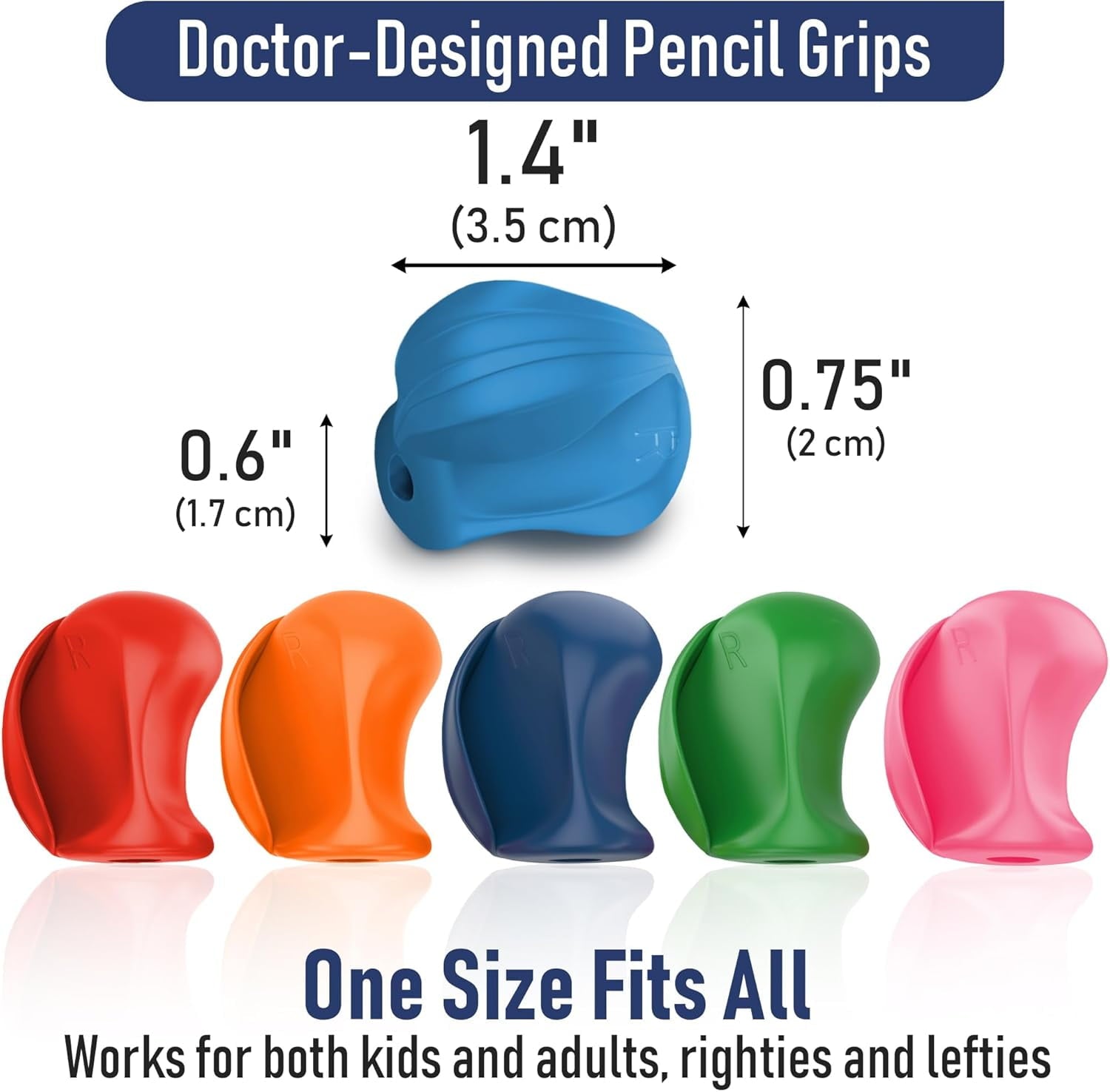The Pencil Grip Crossover Ergonomic Grippers, 6 Count, Assorted Classic Colors, for Right- or Left-Handed Users, Improves Handwriting