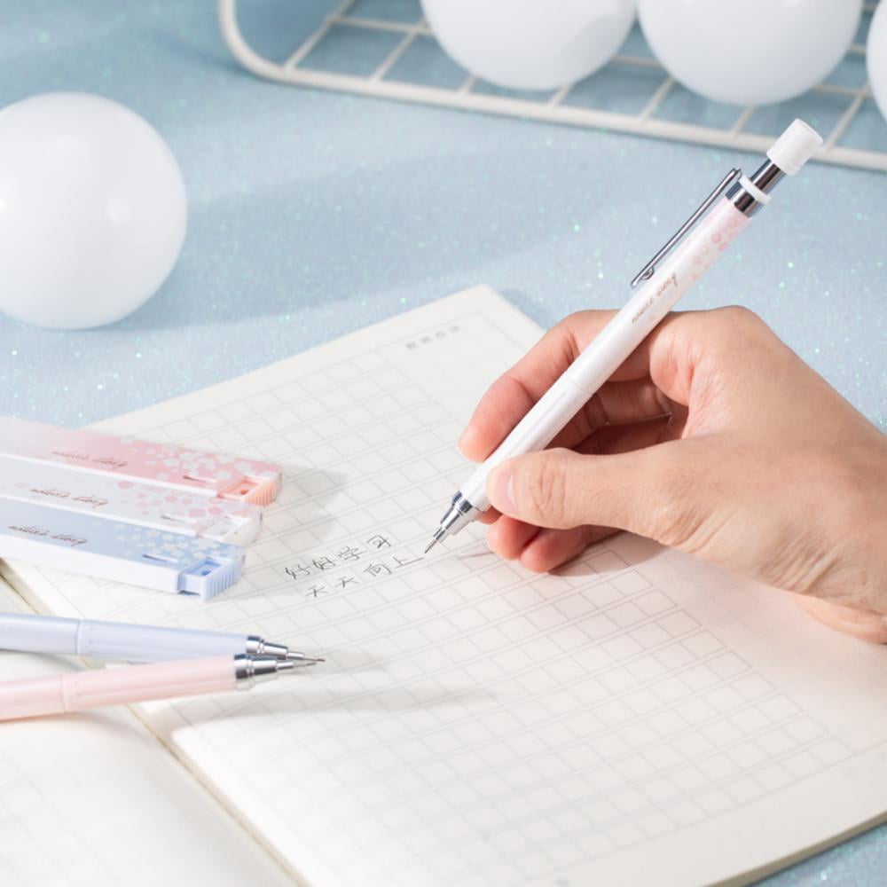 Deli Mechanical Pencil Set With 3 Pens+3 Boxes of Pen Refills HB 0.5mm, Spring Romantic - Cherry Blossom Theme