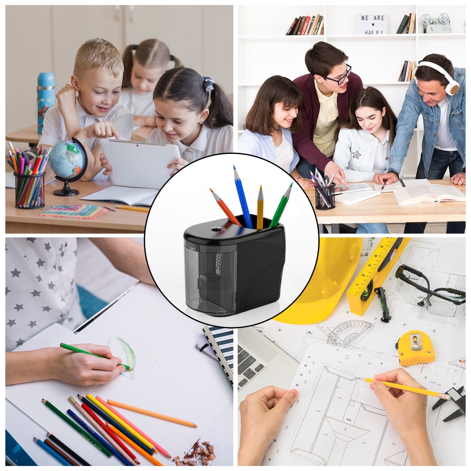 New Bee Electric Pencil Sharpener for No.2/ (6-8mm) Pencils, Auto Stop Heavy-Duty Helical Blade Sharpener