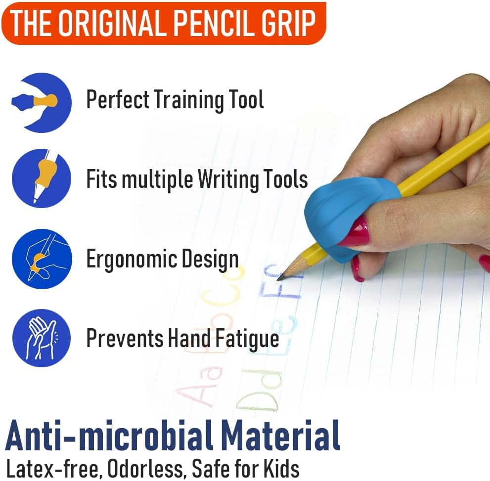 The Pencil Grip Crossover Ergonomic Grippers, 6 Count, Assorted Classic Colors, for Right- or Left-Handed Users, Improves Handwriting