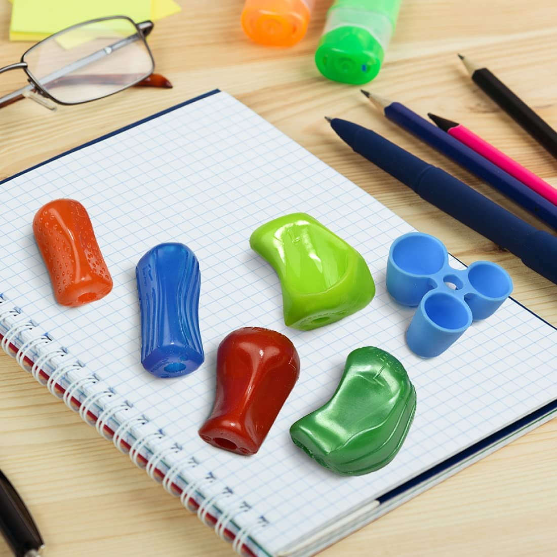 The Pencil Grip Premium Pencil Grips Assortment Pack, Universal Ergonomic Writing Aid For Righties And Lefties, Colorful Pencil Grippers, Includes 6 Different Grips, Assorted Colors, 6 Count