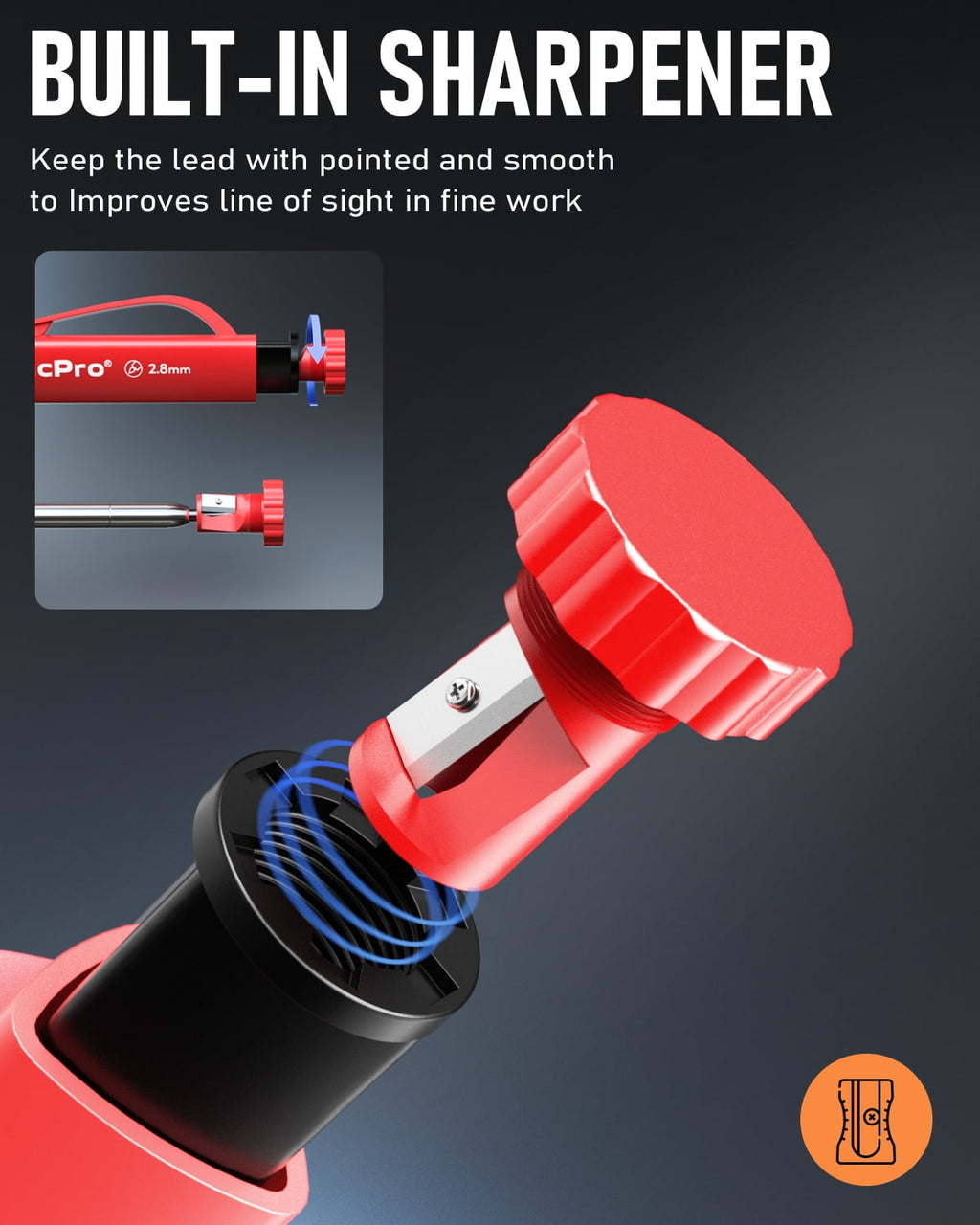 Nicpro 3 Pcs 2.8 mm Carpenter Pencils Set, Solid Mechanical Pencils with 39 Refills (Red, Black, Yellow), Sharpener & Finger Grip, Woodworking Pencils