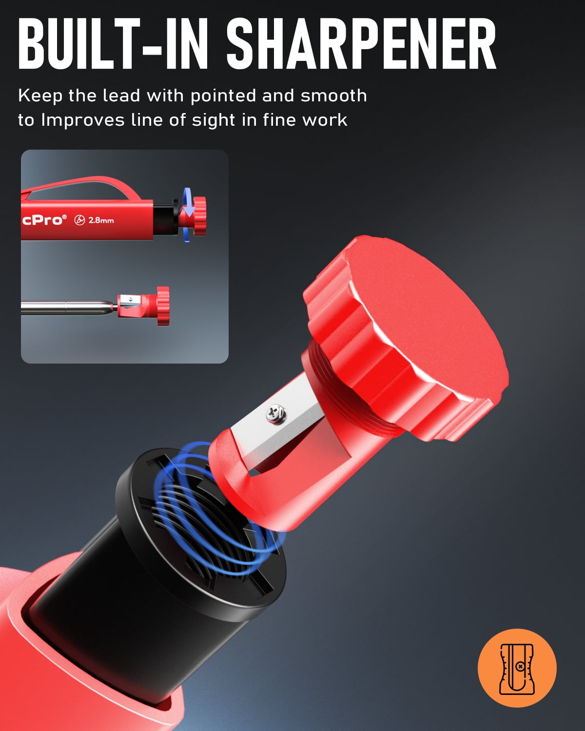 Nicpro 3 Pcs 2.8 mm Carpenter Pencils Set, Solid Mechanical Pencils with 39 Refills (Red, Black, Yellow), Sharpener & Finger Grip, Woodworking Pencils