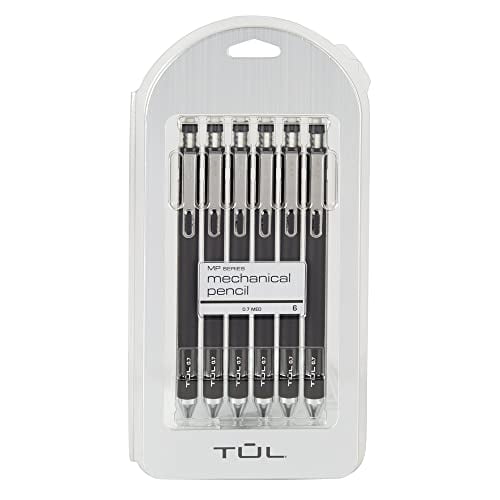 TUL MP Series Mechanical Pencils, 0.7 mm, Black Barrels, 6 Count