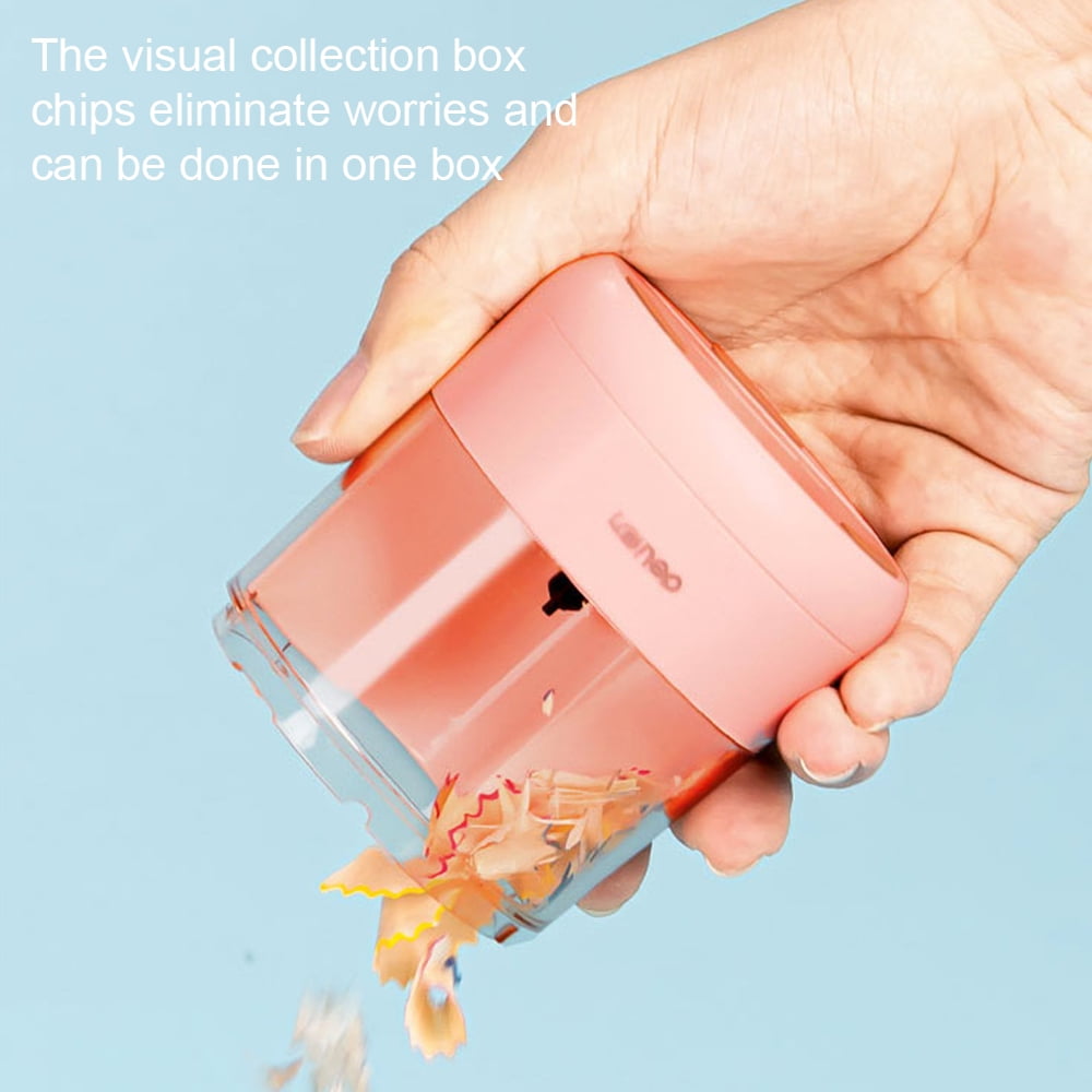 Deli Electric Pencil Sharpener Automatic Sharpener Pencil Sharpening Machine, Battery Operated,Pink