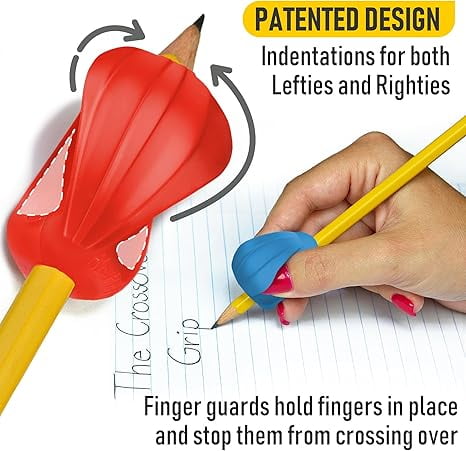 The Pencil Grip Crossover Ergonomic Grippers, 6 Count, Assorted Classic Colors, for Right- or Left-Handed Users, Improves Handwriting