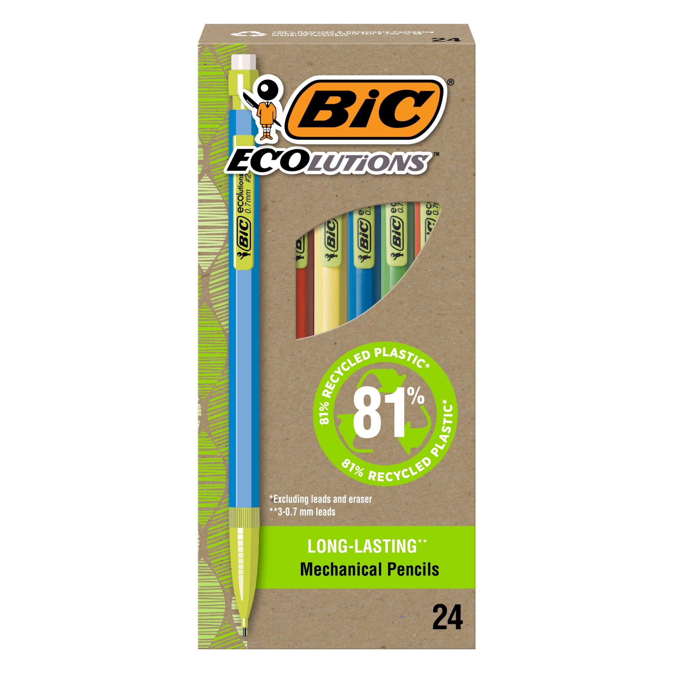BIC Ecolutions Mechanical Pencils, 0.7mm, #2 Lead, 24 Count