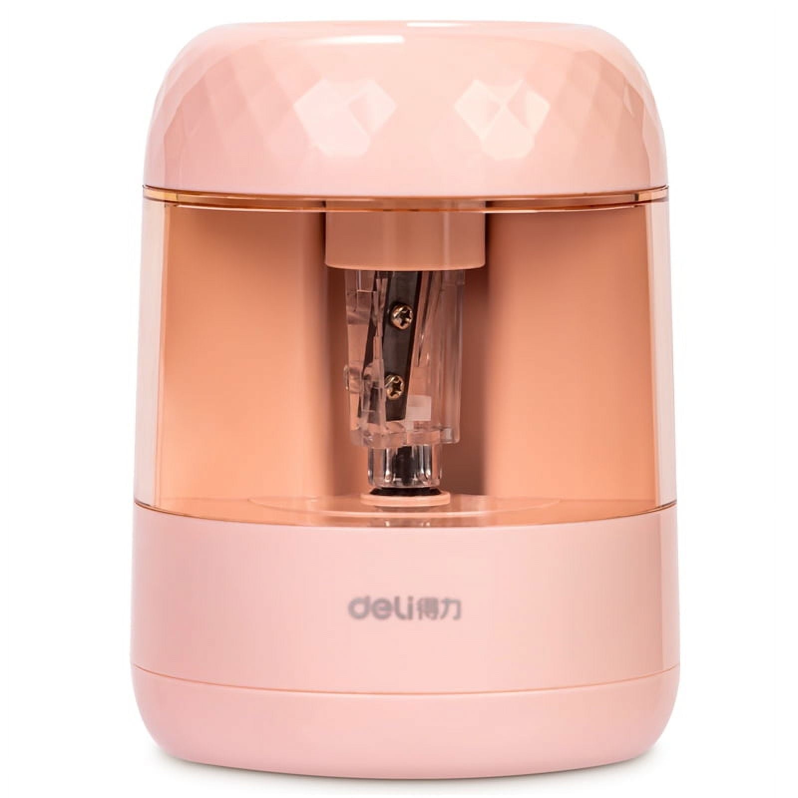 Deli Electric Pencil Sharpener Automatic Sharpener Pencil Sharpening Machine, Battery Operated,Pink