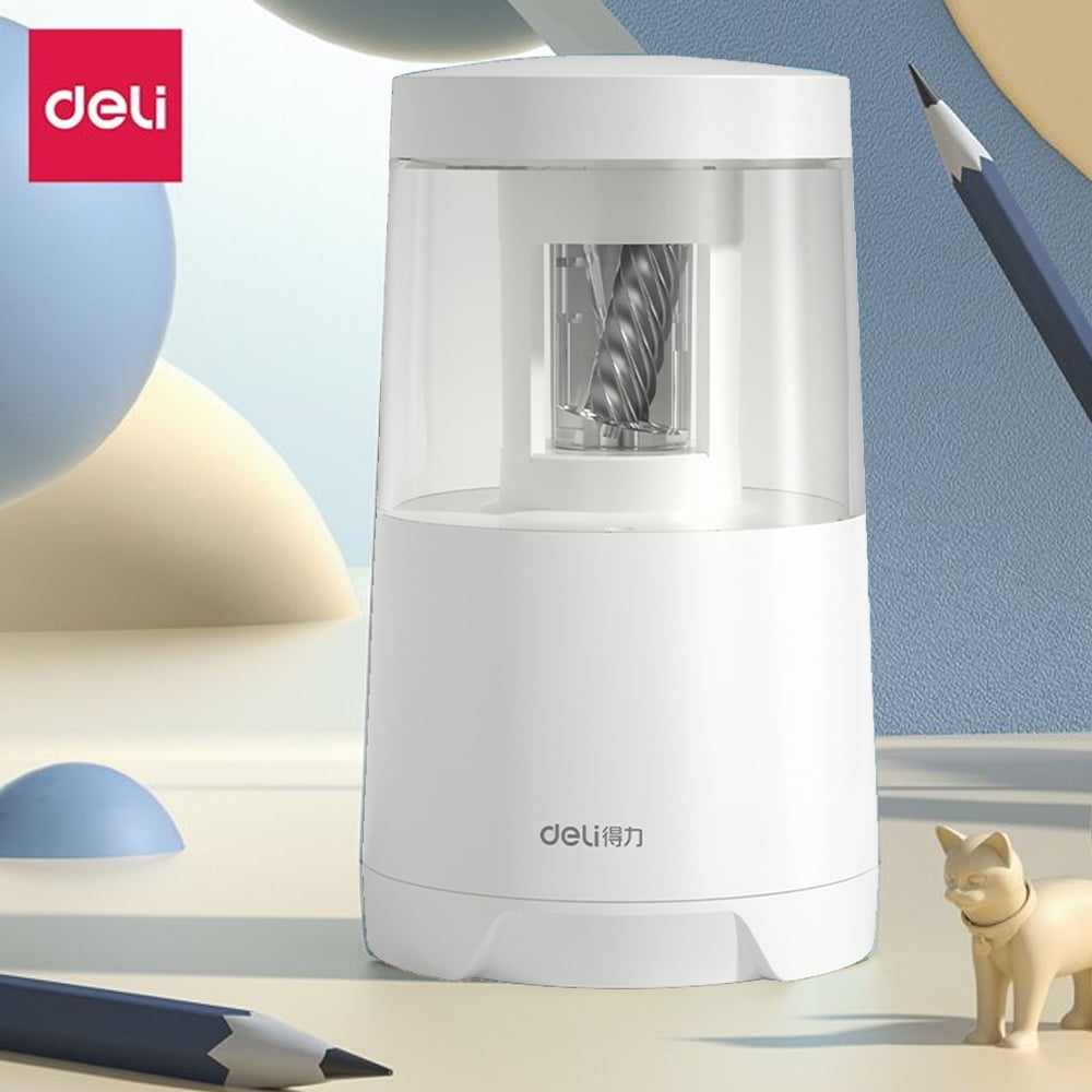 Deli Electric Pencil Sharpener Automatic Sharpener Pencil Sharpening Machine, Battery Operated,Pink