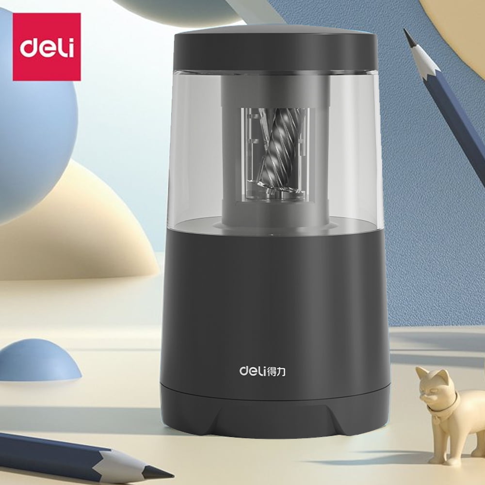 Deli Electric Pencil Sharpener Automatic Sharpener Pencil Sharpening Machine, Battery Operated,Pink