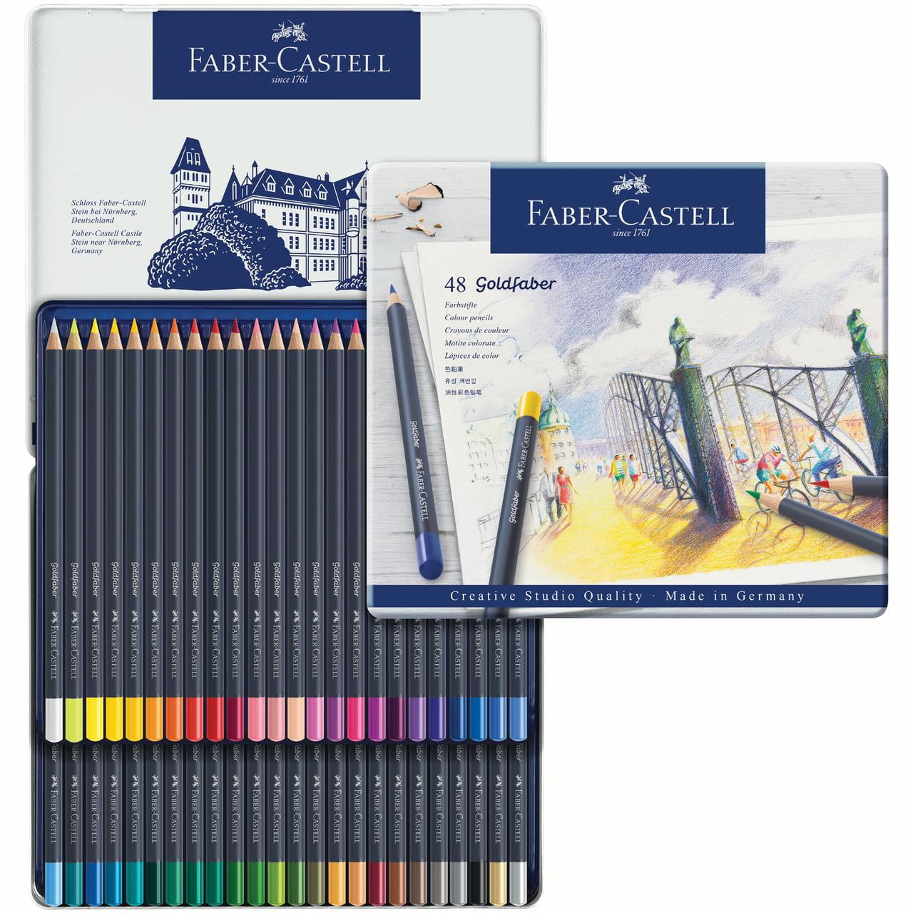 Faber-Castell Goldfaber Colored Pencil Tin Set, 48-Colors