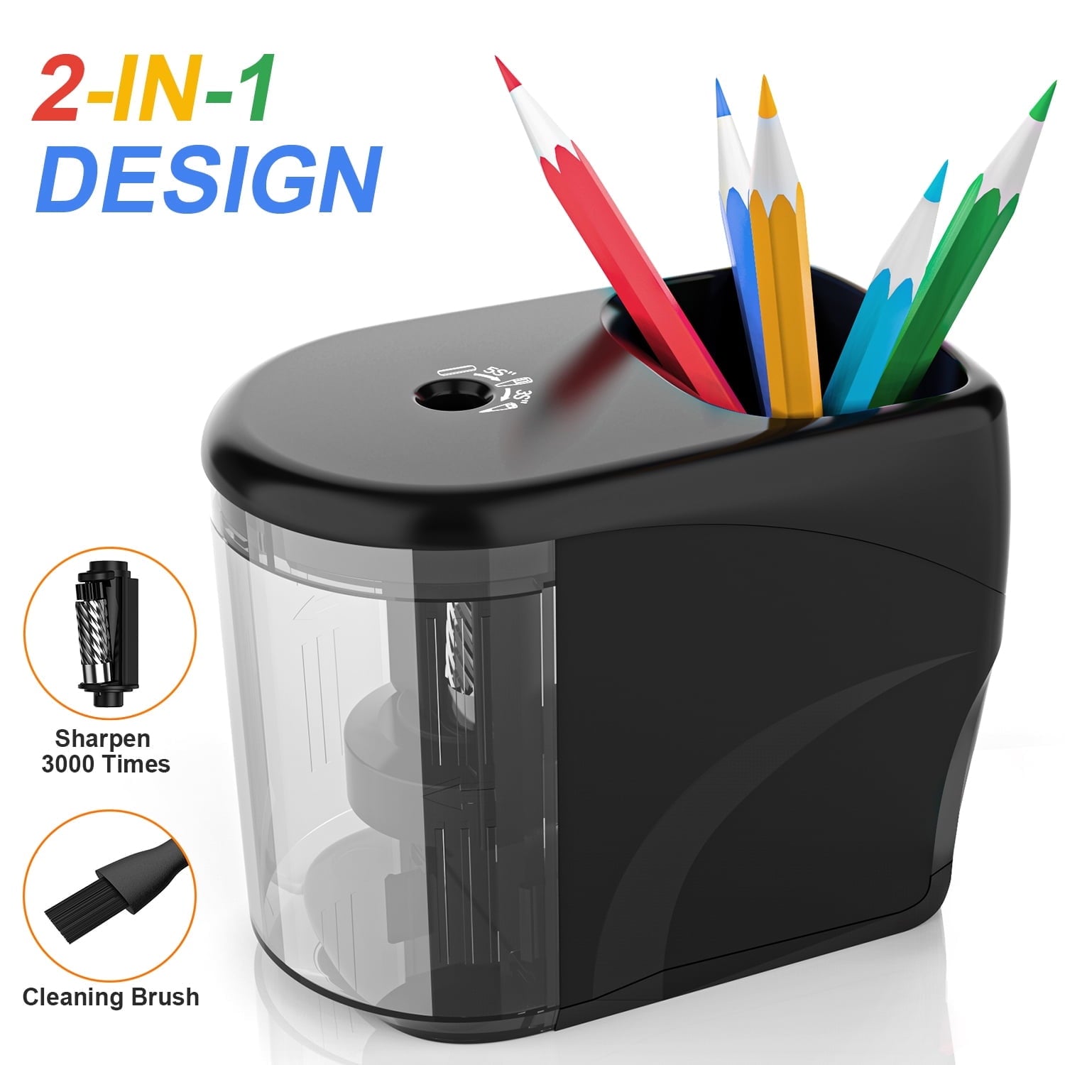 New Bee Electric Pencil Sharpener for No.2/ (6-8mm) Pencils, Auto Stop Heavy-Duty Helical Blade Sharpener