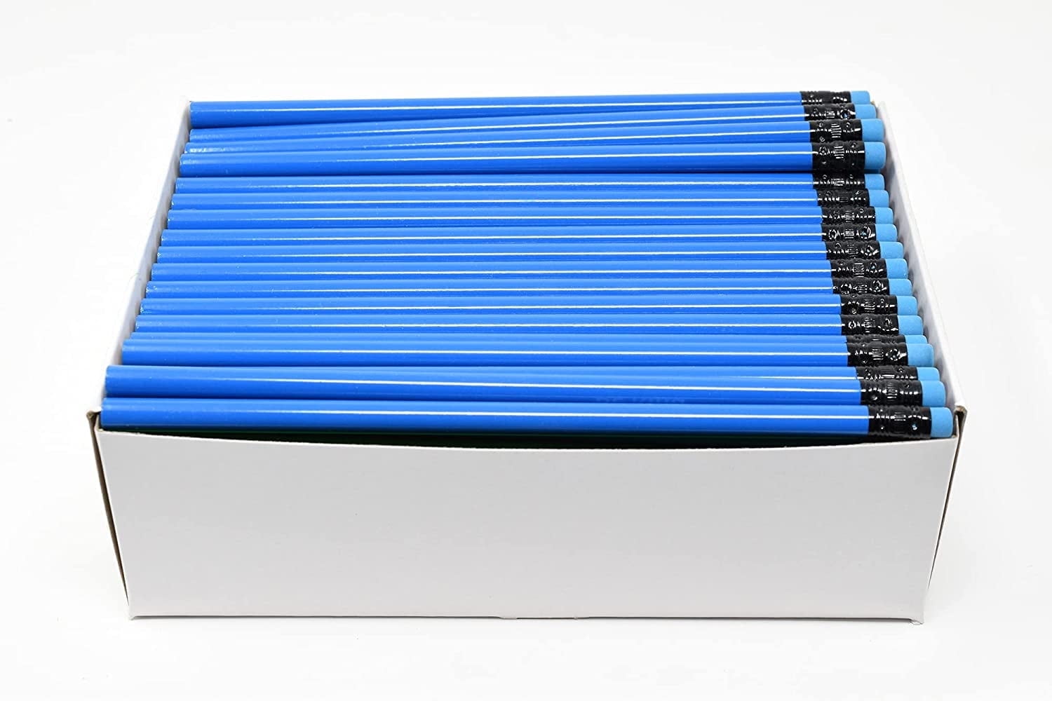 Pencil Guy Blank Neon Round Pencils Neon Blue, Pack of 144 Wood Pencils