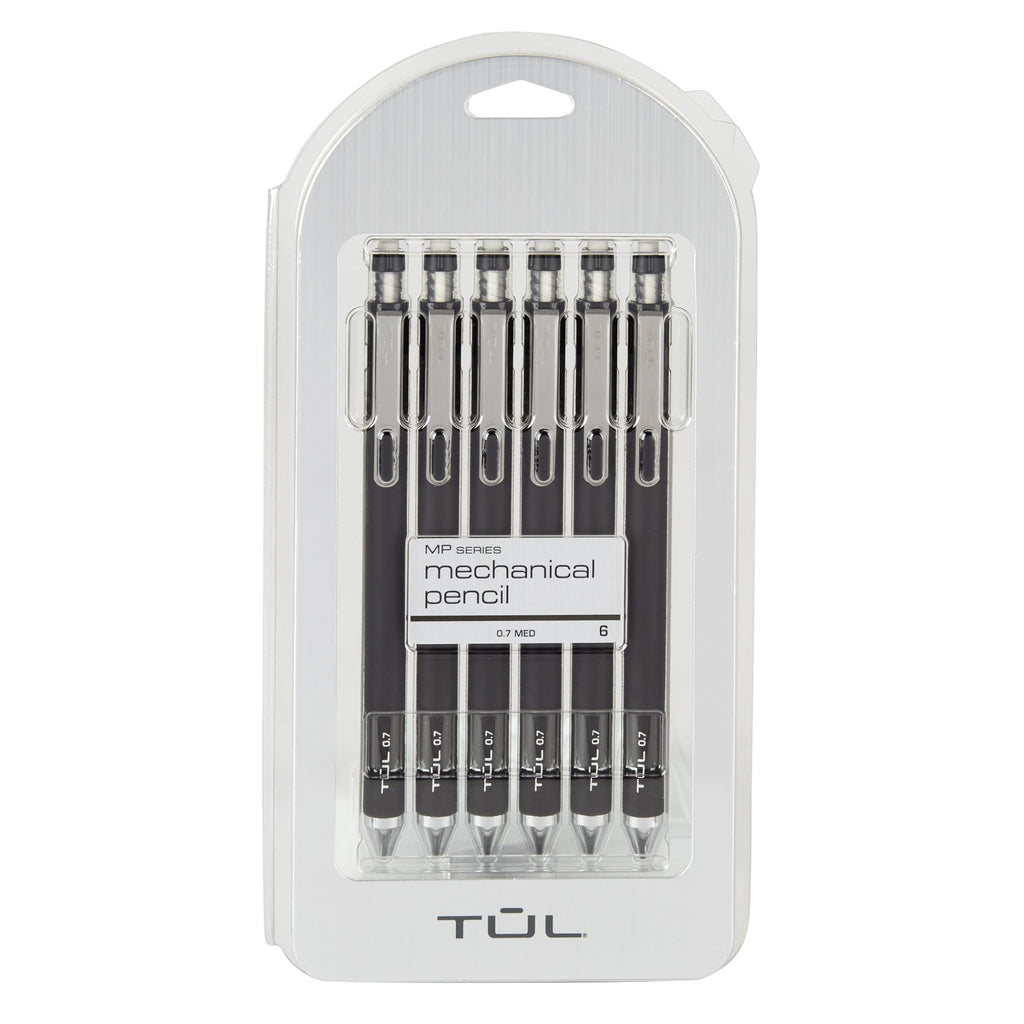 TUL MP Series Mechanical Pencils, 0.7 mm, Black Barrels, 6 Count
