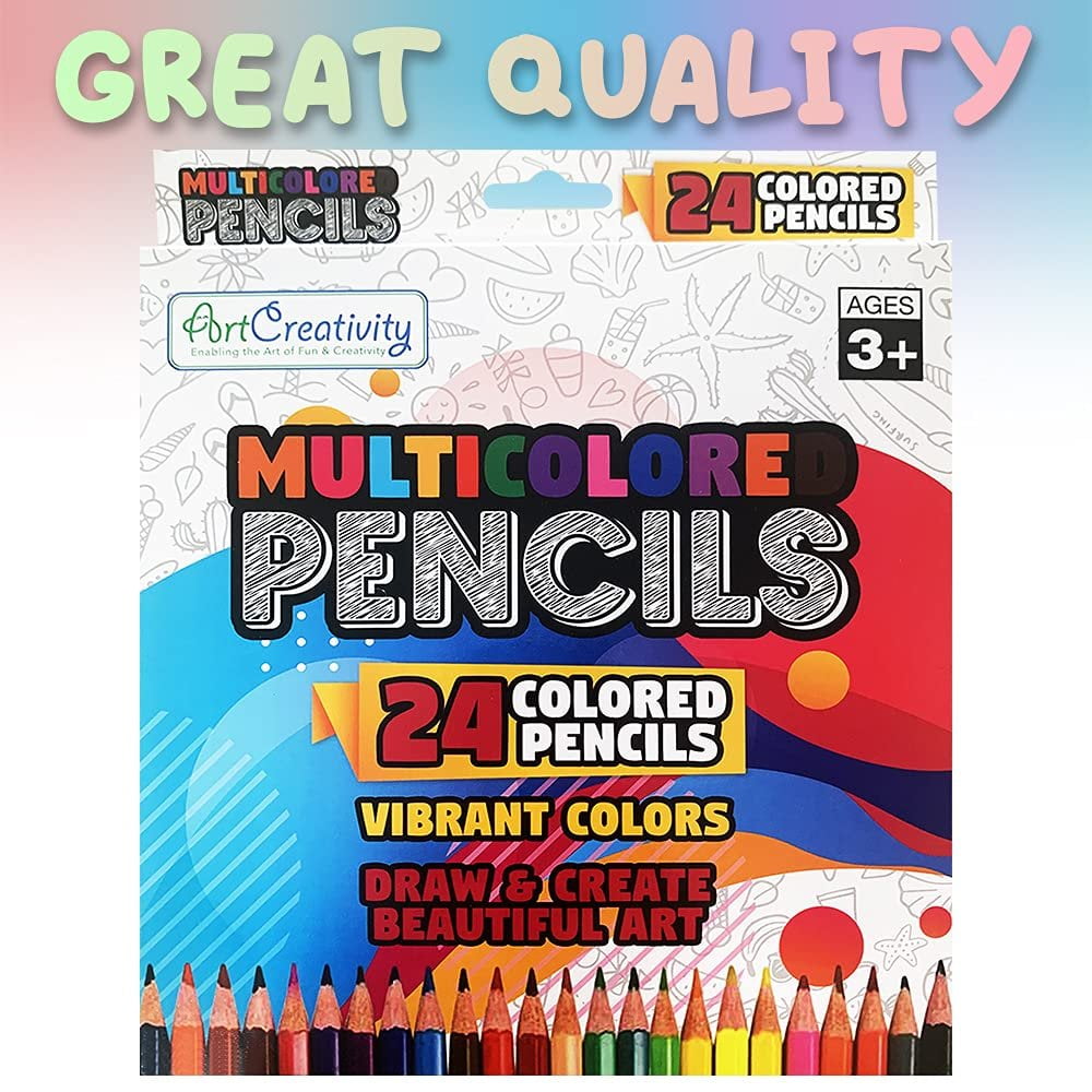 ArtCreativity 24-Count Pre-Sharpened Colored Pencils – Multi-Colored Set for Kids 6+ School, Art Projects & Creative Drawing Fun