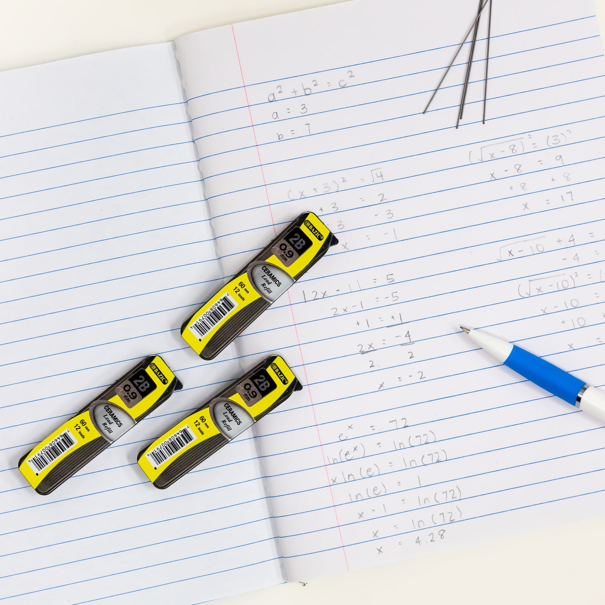 BAZIC Ceramics Mechanical Pencil Lead Refills 2B 0.9mm (36 Count/Pack), 24-Pack