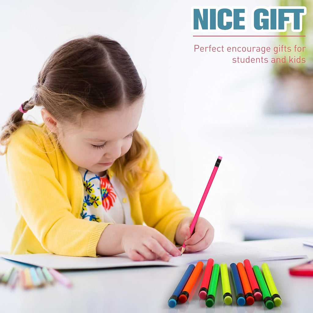 Pencil Guy Blank Neon Round Pencils Neon Blue, Pack of 144 Wood Pencils