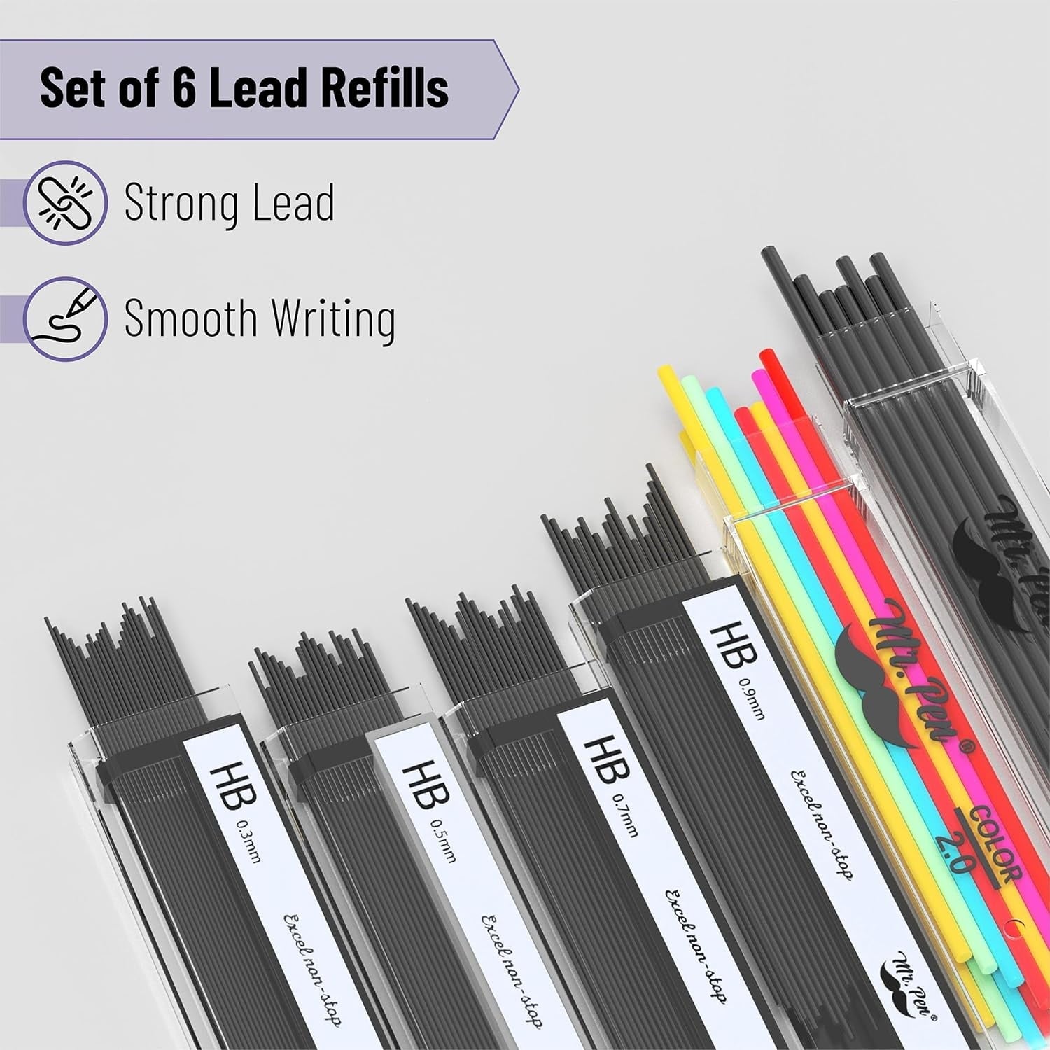 Mr. Pen- Metal Mechanical Pencil Set in Leather Case, 5 Sizes, 0.3, 0.5, 0.7, 0.9, 2mm