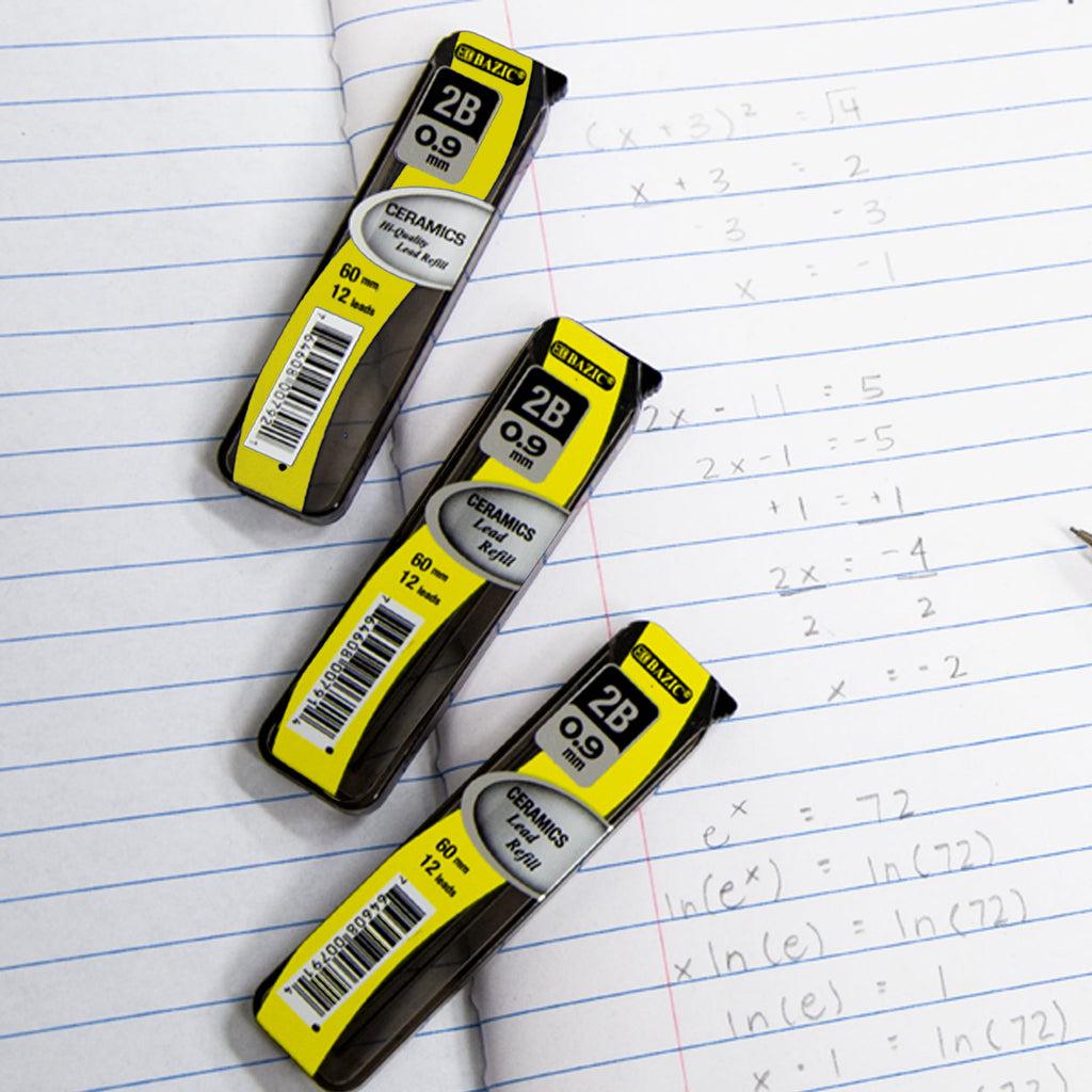 BAZIC Ceramics Mechanical Pencil Lead Refills 2B 0.9mm (36 Count/Pack), 24-Pack